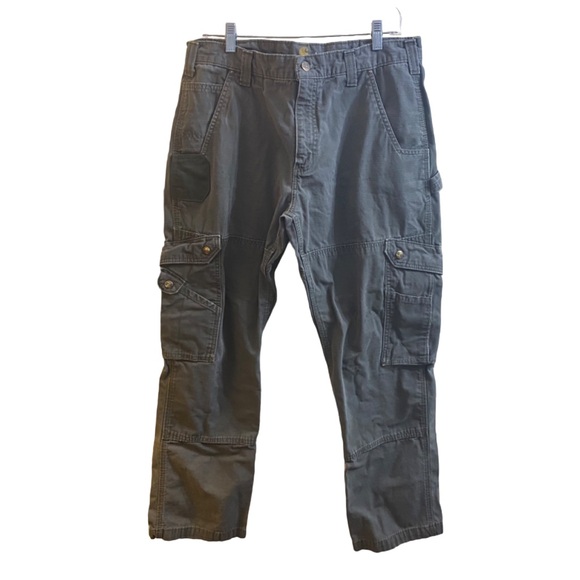 Carhartt Mens Green Cargo Pants Work Jeans Relaxed Fit Heavyweight Size 34 - Picture 6 of 14